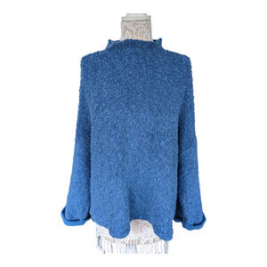 Free People Blue mixed media sweater